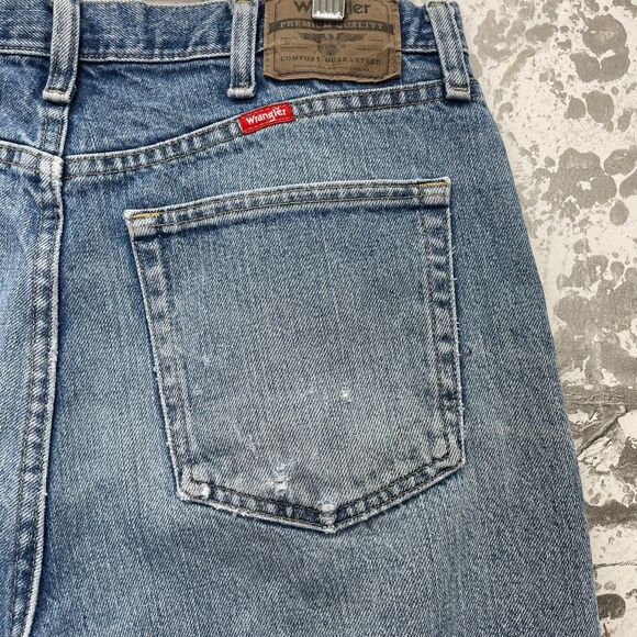Vintage Wrangler Jeans Mens 32x35 Light Wash Distressed Vintage Wrangler Jeans - Picture 11 of 16